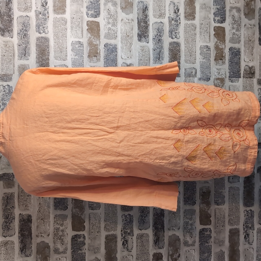 J. Jill 100% Linen Embroidered Tunic Top, Sz L. - Picture 4 of 6